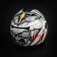 nolan motorcycle helmet airbrush painting wolf and eagle