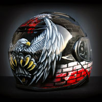 airbrush aerograf custom painting helmet shoei neotec II patriotyczny polska poland patiotic eagle red white 