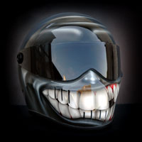 airbrush aerograf custom painting helmet art bandit smile teeth tooth zby grey szary