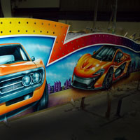 airbrush aerograf autodrom dodgems attraction carrousel karuzele gasmonkey tuning cars race speed pontiac firebird orange