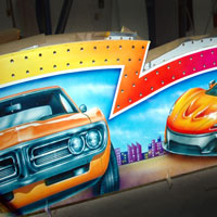 airbrush aerograf autodrom autoscooter attraction carrousel karuzele tuning cars race speed firebird