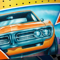 airbrush aerograf autoscooter dodgems attraction karuzele rollercoaster tuning cars race speed orange pontiac firebird