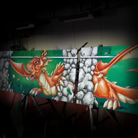 airbrush carousel big orange dragon painting