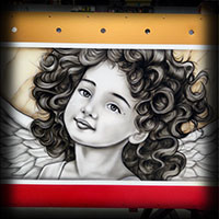 airbrush angel child painted