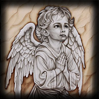 boy little angel art painted