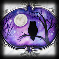 airbrush painting ferriswheel continental wheel gondolas cars purple owl