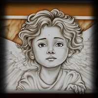 airbrush painted portrait of angel child