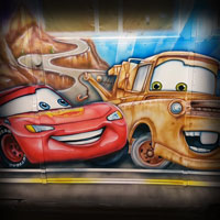 airbrush attraction painting aerograf karuzela decki kolotoc czech republik cartoon disney autka cars zygzak zlomek burak lightning