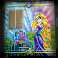 airbrush attraction painting aerograf karuzela decki kolotoc czech republik cartoon disney princess raszpunka zlotowlosa