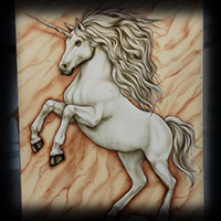 unicorn painted using airbrush