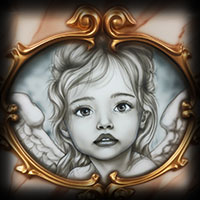 pretty girl little angel airbrush portrait 