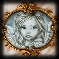 airbrush on gondola angel girl portrait 