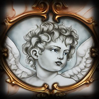 airbrush painting little angel portrait 