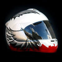 airbrush aerograf malowanie kasku Arai motorcycle motocykl polska poland patriotyzm orze red white