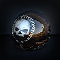 harley davidson helmet airbrush painting motorcycle ls2