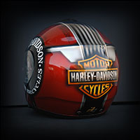 whiskey fire harley davidson theme painted on motorcycle helmet schuberth airbrush