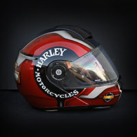 harley davidson whiskey fire fatboy malowanie kasku motocyklowego aerografem airbrush