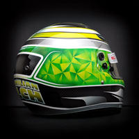 airbrush aerograf kask custom helmet kart gokart karting race green yellow silver