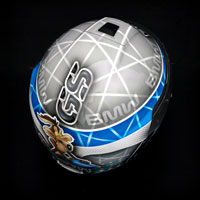 airbrush aerograf painting motorcycle helmet kask motor schuberth c4 kojot stru pdziwiatr GS R1200 blue white grey race