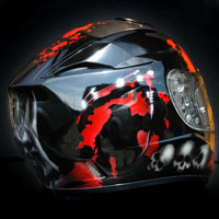 airbrush helmet skulls blood death red black