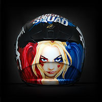 airbrush aerograf harley quinn suicide squad portrait painted on helmet