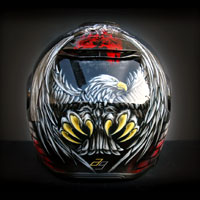 airbrush aerograf custom painting motorcycle art kask shoei neotec orze polska poland patiotic white red