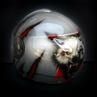 airbrush aerograf kask motocyklowy motorcycle helmet wolf steel metal stal tears krew blood