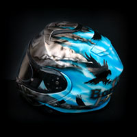 aerograf airbrush motorcycle helmet metal tears