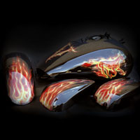 airbrush aerograf painting motocykl motorcycle fire flame truefire horse vulcan