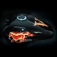 airbrush aerograf motocykl motorcycle chopper fire flame truefire horse mustang 