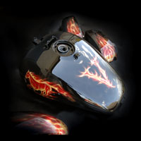 airbrush ainting motocykl motorcycle chopper flame truefire horse mustang vulcan