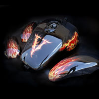 airbrush aerograf painting motocykl chopper fire flame truefire mustang vulcan